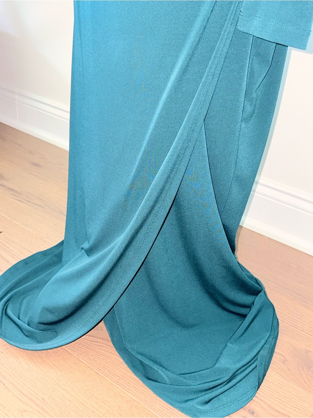 connected apparel Teal Long Sleeve Draped Maxi Dress - Picture 4 of 6